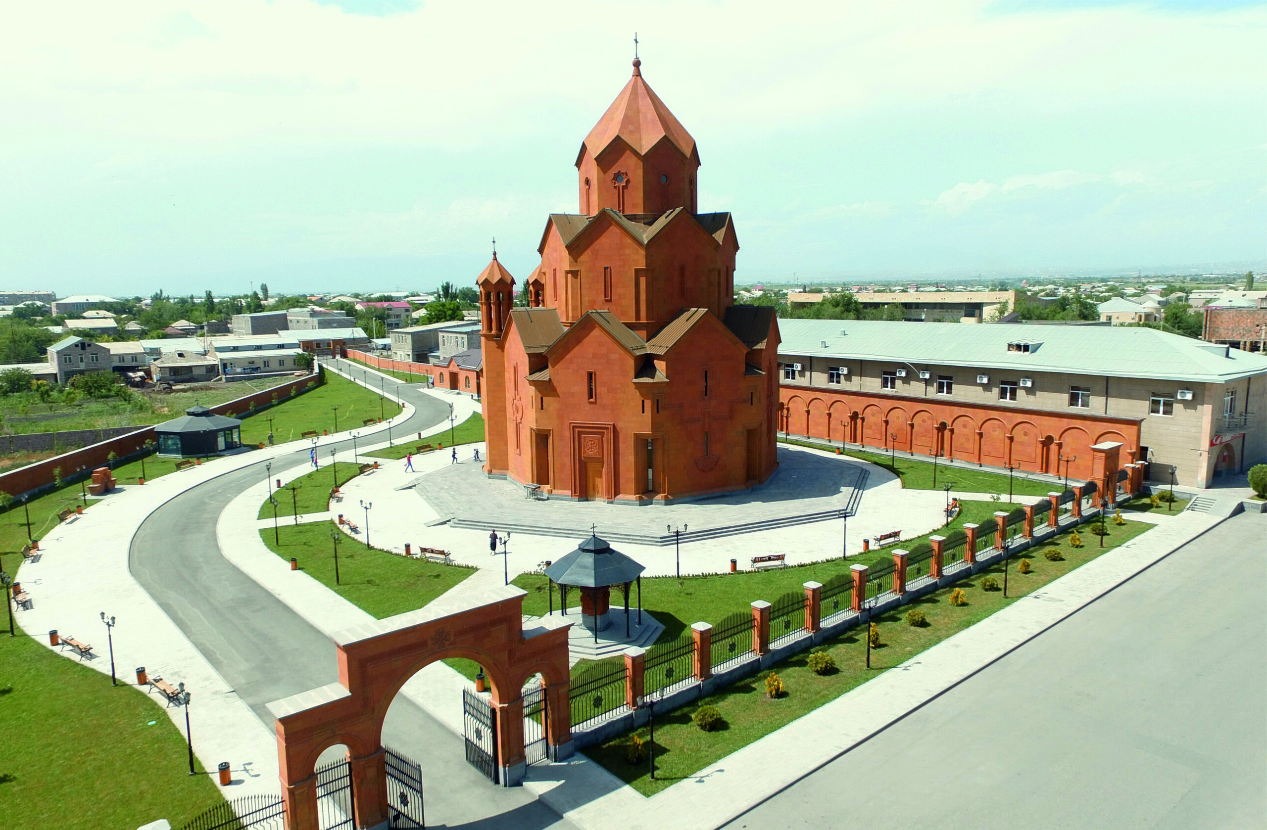 General view of Saint Thaddeus Church with courtyard and surrounding area